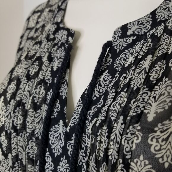 Daniel Rainn Chiffon Sheer Peasant Top With Tassels Women's Size Small - Picture 3 of 13
